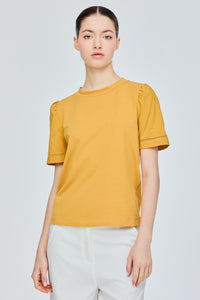 Contrast Puffy Sleeves Top