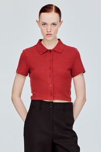 Button Down Waffle Top