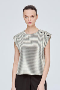 Sleeveless Striped Box Cut Tee