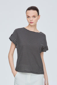 Striped Cap Sleeve Box Cut Tee