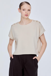 Buttoned Fine Textured Tee