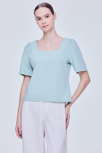 Puffy Sleeve Square Neck Top