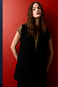 Notched Lapel Vest Blazer
