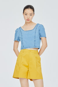 Princess Dart Denim Crop Top