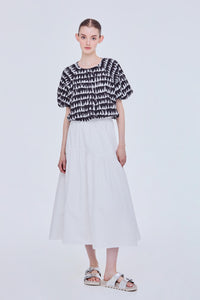 Bubble Sleeve Printed Top