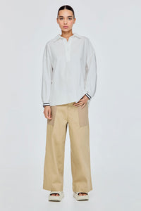 Contrast Sleeve Cuff Top