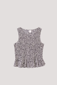 Printed Smocking Ruffle Top