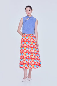 Boxy Cheongsam Denim Top