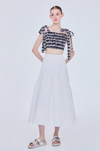 Self Tie Printed Cropped Top