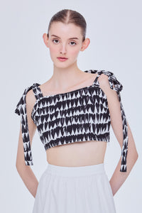 Self Tie Printed Cropped Top