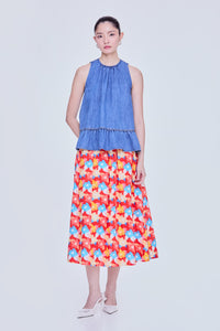 Sleeveless Peplum Denim Top