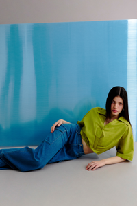 Wide Leg Denim Cargo Pants