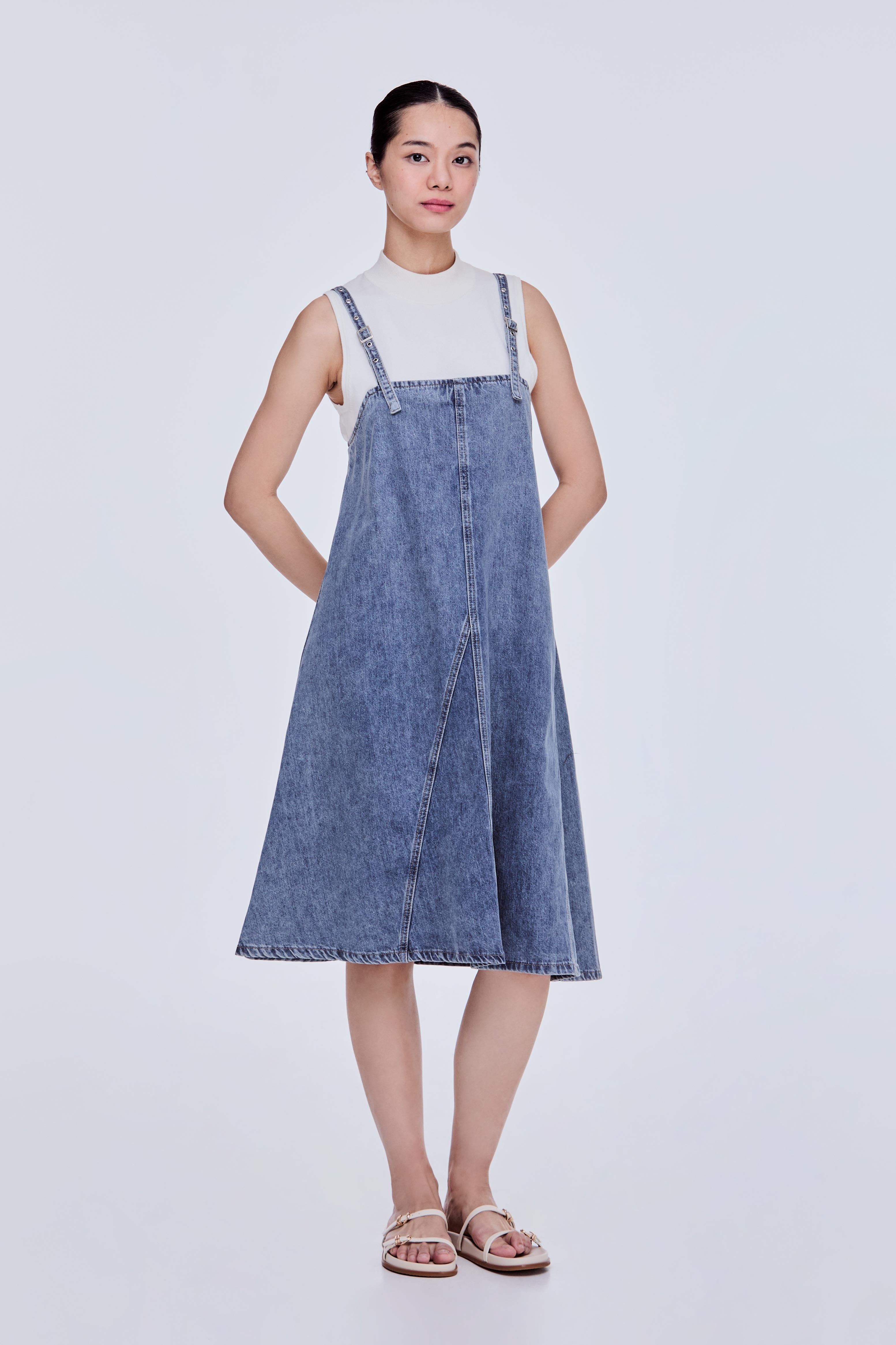 Buckle Strap Denim Dress – iORA Malaysia