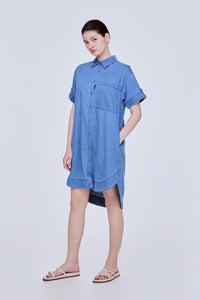 Denim Collared Shirt Dress