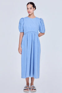 Puff Sleeves A-Line Denim Dress