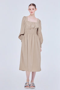 Shirring Midi Dress