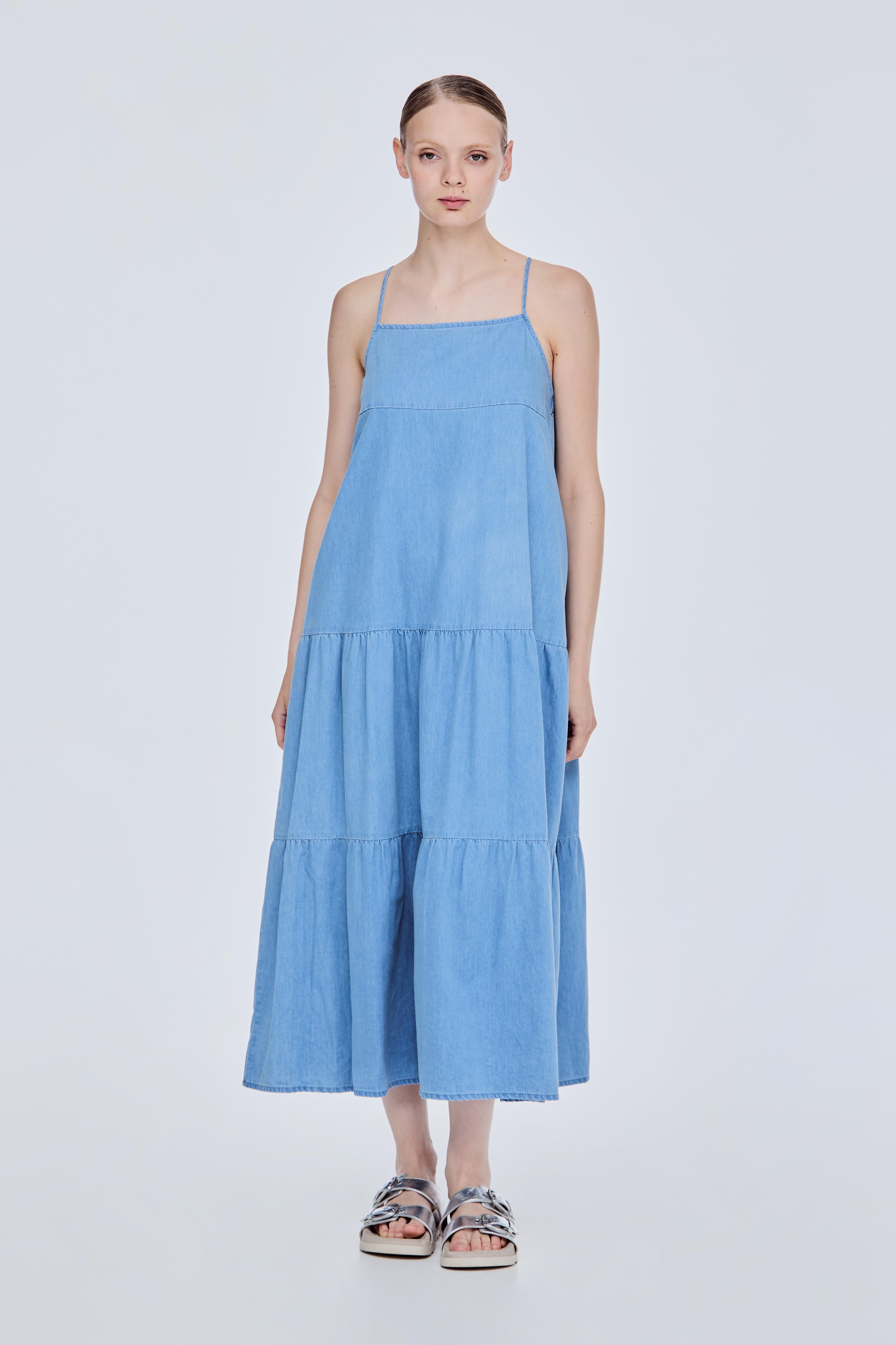 Tiered Denim Maxi Dress – iORA Malaysia