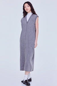 Denim Washed Sleeveless Boxy Dress