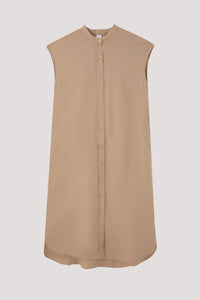 Mandarin Collar Cap Sleeve Dress