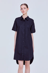 Folded Short Sleeve Shirt Dress
