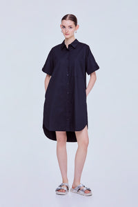 Folded Short Sleeve Shirt Dress