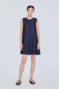 Denim Panelled A-Line Dress