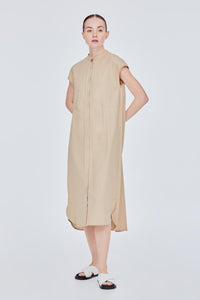 Mandarin Collar Cap Sleeve Dress