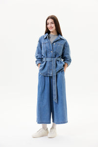 Tie-Belted Denim Jacket