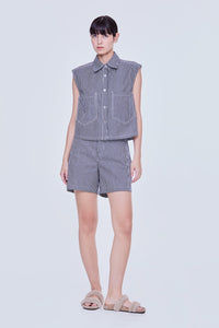 Stripes Pocketed Buttondown Top