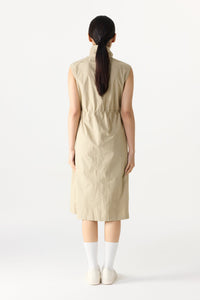 Ruched Drawstring Sleeveless Dress