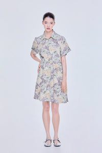 Printed Cinched Waist Dress