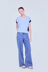 V-Neck Contrast Knitted Vest