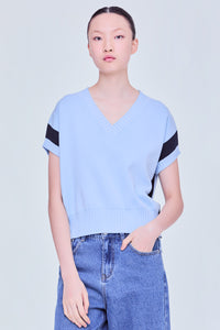 V-Neck Contrast Knitted Vest