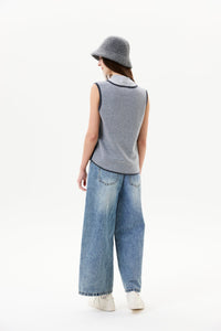 Two-Tone Sleeveless Knit Top