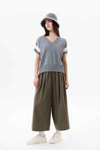 Gathered Wide-Leg Pants