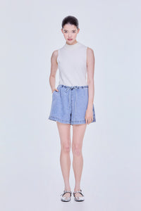 Elasticated Relaxed Denim Shorts