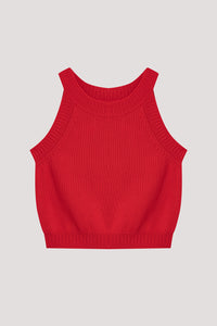 Contrast Rib Halter Top
