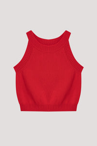 Contrast Rib Halter Top