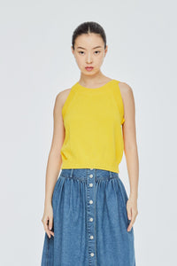 Contrast Rib Halter Top