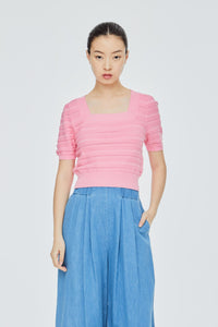 Knitted Cropped Puff Sleeve Top
