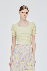 Knitted Cropped Puff Sleeve Top