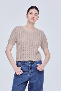 Semi-Sheer Crochet Knit Top