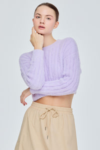 Long Sleeve Fuzzy Cable Knit