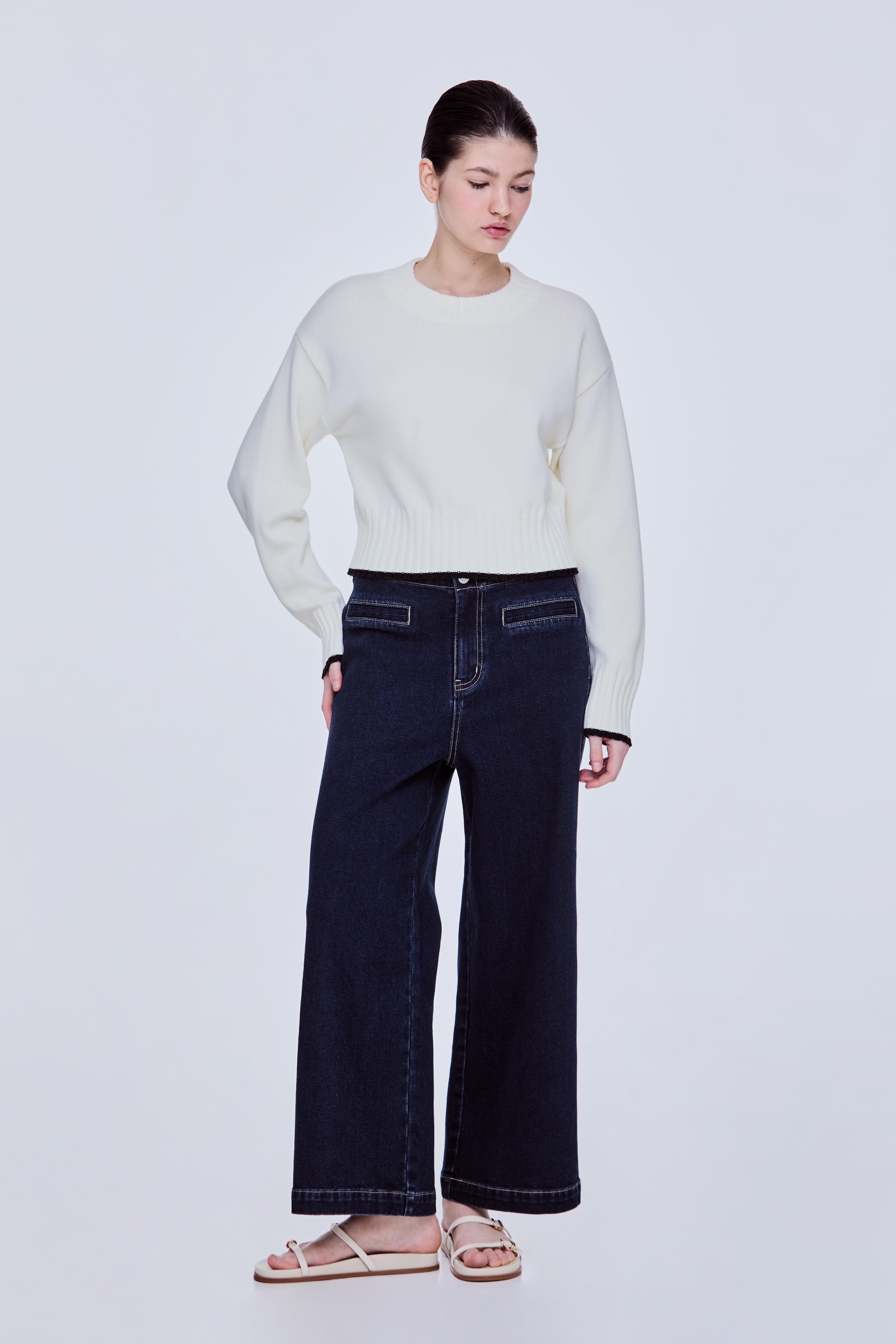 Contrast Colour Trim Sweater
