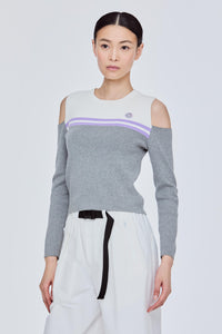 Two Tone Shoulder Cut Out Sweater