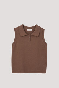 Sleeveless Polo Knit Top