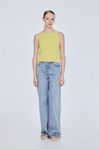 Contrast Rib Halter Top
