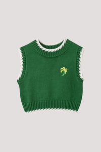 Embroidered Contrast Knit Vest