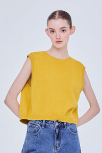 Cropped Knitted Sweater Vest Top