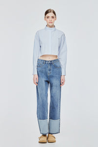 Two Toned Wide Leg Jeans